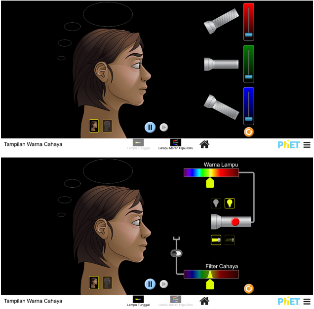 tampilan warna cahaya virtual lab