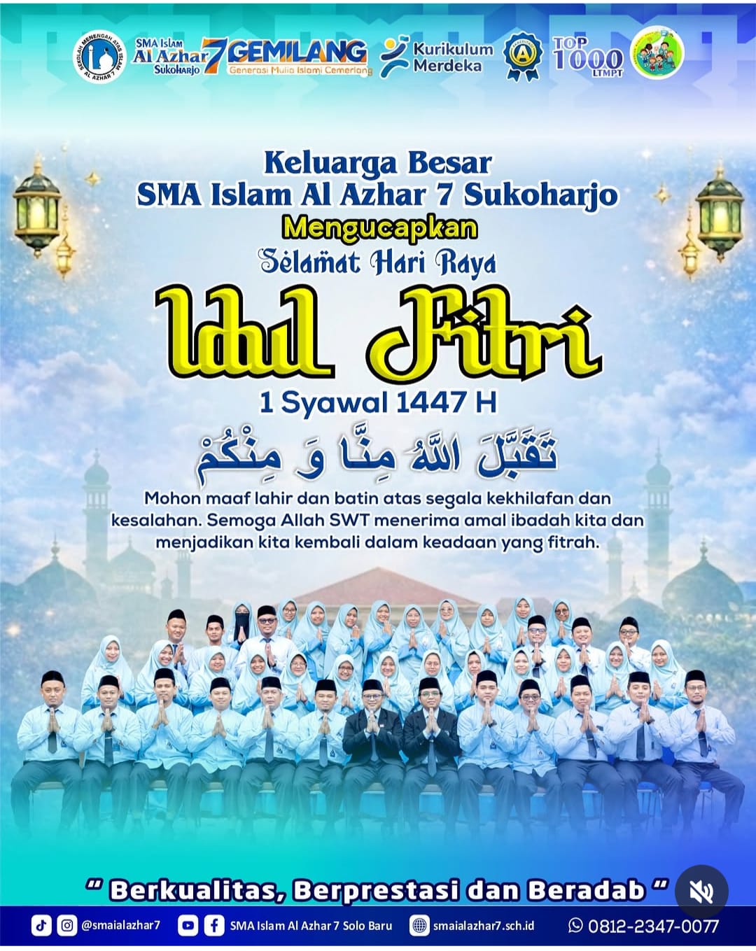 Ucapan Idul Fitri SMA Islam Al Azhar 7 Sukoharjo 1447 H