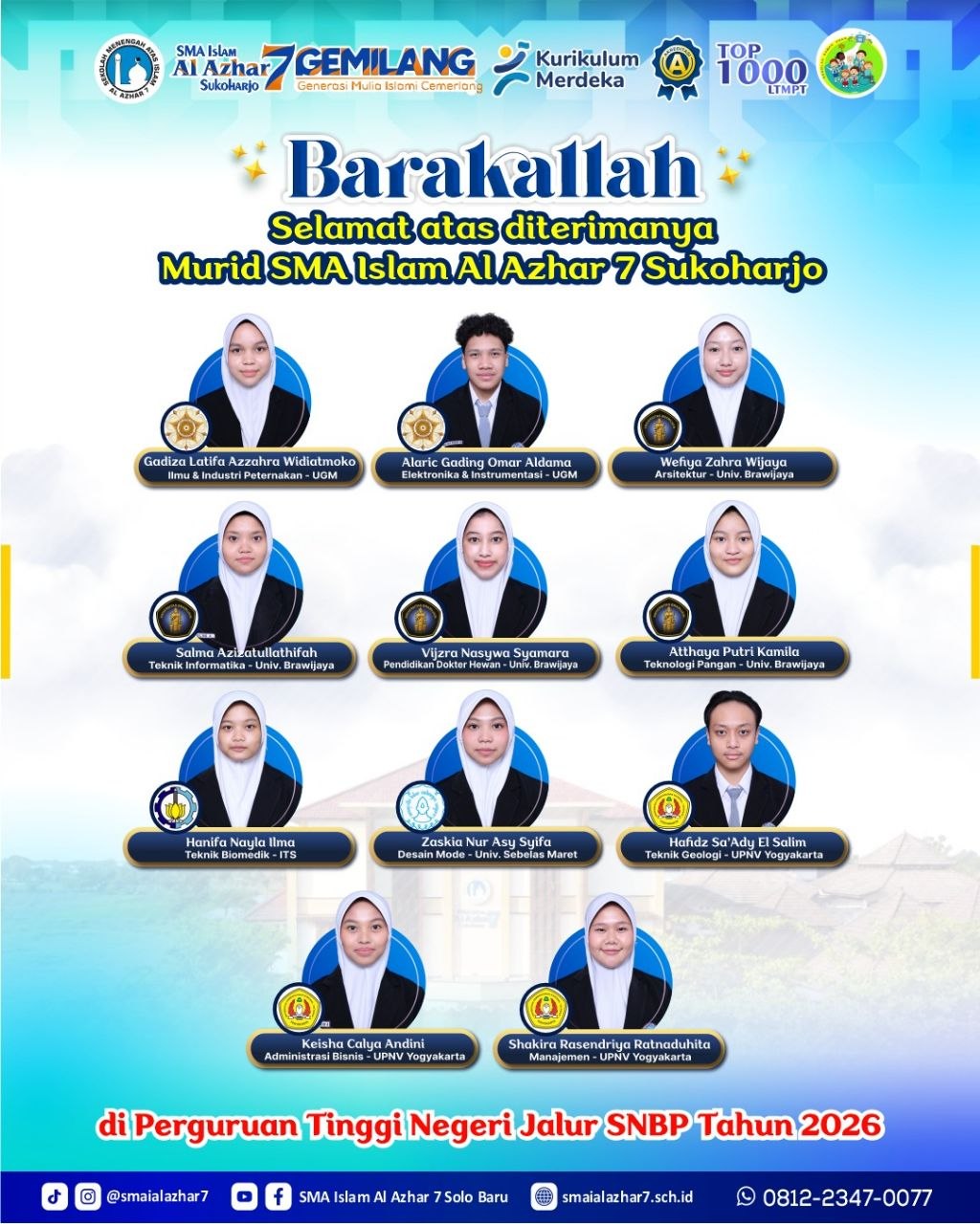 Capaian Murid Angkatan 13 Lolos Perguruan Tinggi Negeri (PTN) Jalur Seleksi Nasional Berdasarkan Prestasi (SNBP) Tahun 2026